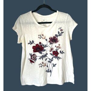 Soft & Sexy American Eagle Outfitters Floral Print T-Shirt Womens S White